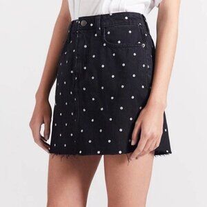 Current Elliott The 5 Pocket Polka Dot Mini Skirt‎ Black White Preppy Size 24